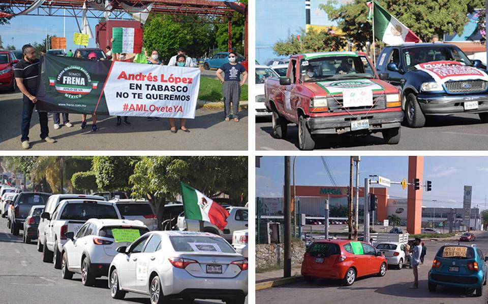 A bordo de autos protestan contra AMLO en distintos puntos del